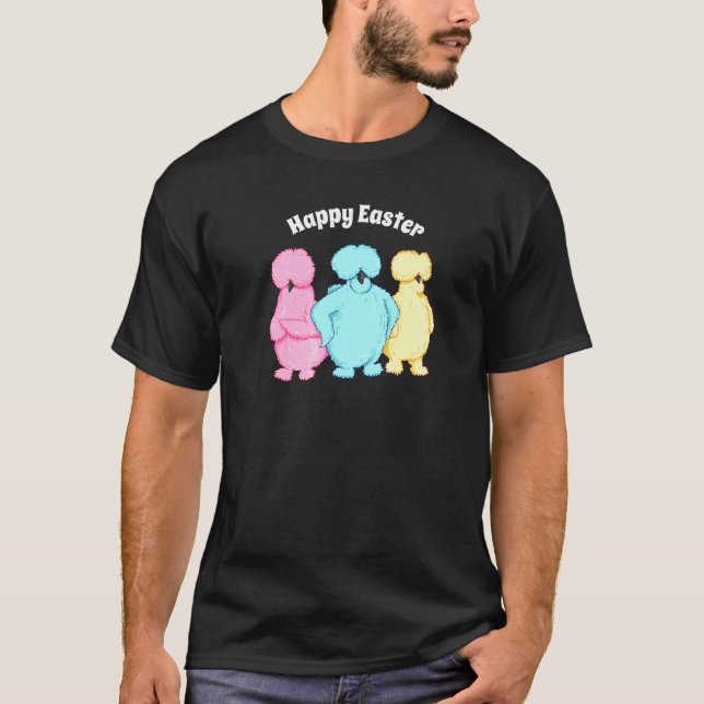 Happy Easter Sassy Silkie Chickens Three Pastel Co T-Shirt (Front)
