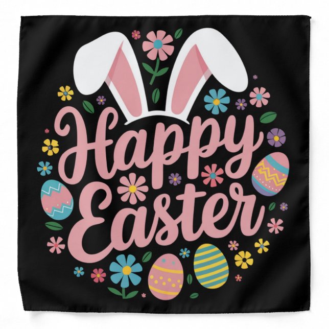 Happy Easter Sayings Egg Bunny Bandana (Front)