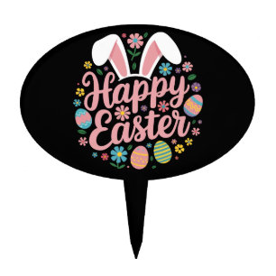 Happy Easter Sayings Egg Bunny Cake Topper