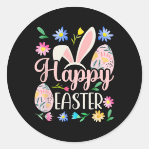 Happy Easter Sayings Egg Bunny Classic Round Sticker