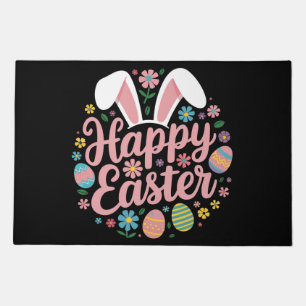 Happy Easter Sayings Egg Bunny Doormat
