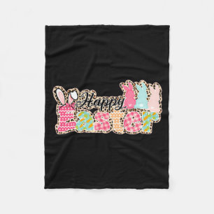 Happy Easter Sayings Egg Bunny  Fleece Blanket