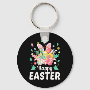 Happy Easter Sayings Egg Bunny Floral Gifts Womens Keychain
