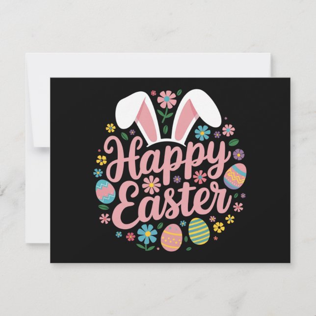 Happy Easter Sayings Egg Bunny Invitation (Front)