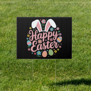 Happy Easter Sayings Egg Bunny Sign