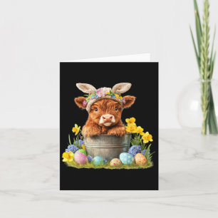Happy Easter Scottish Cow Cute Heifer Cow Farm Card