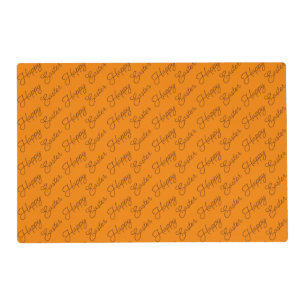 Happy Easter Script Brown on Orange Placemat