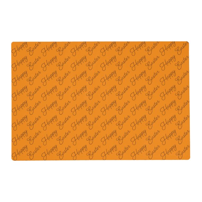 Happy Easter Script Brown on Orange Placemat (Front)
