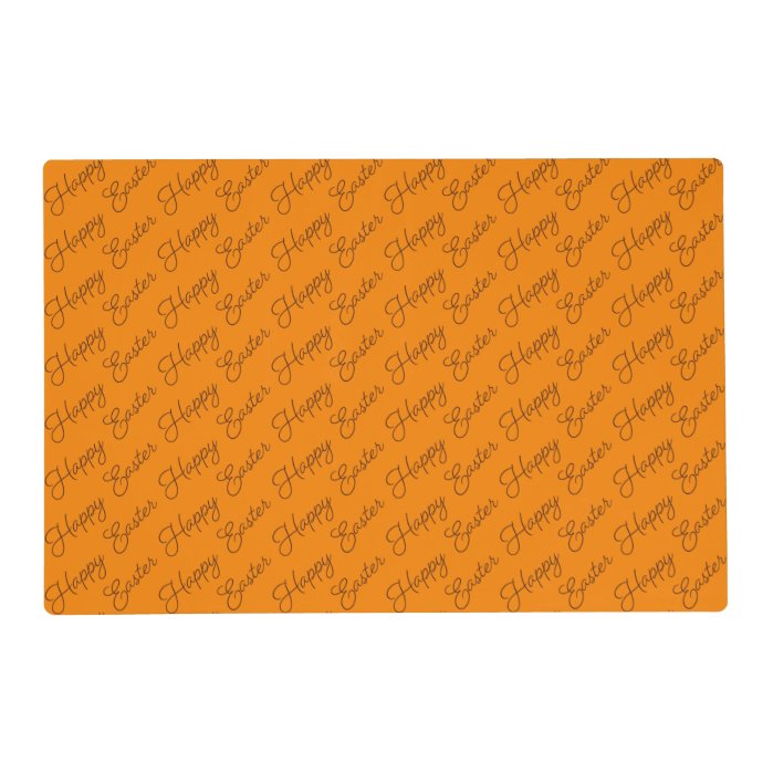 Happy Easter Script Brown on Orange Laminated Placemat