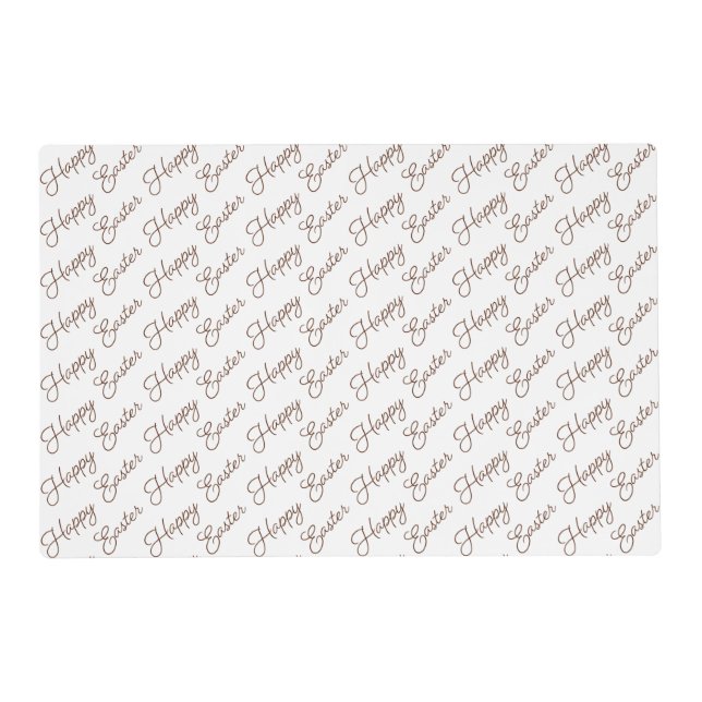 Happy Easter Script Brown on White Placemat (Front)