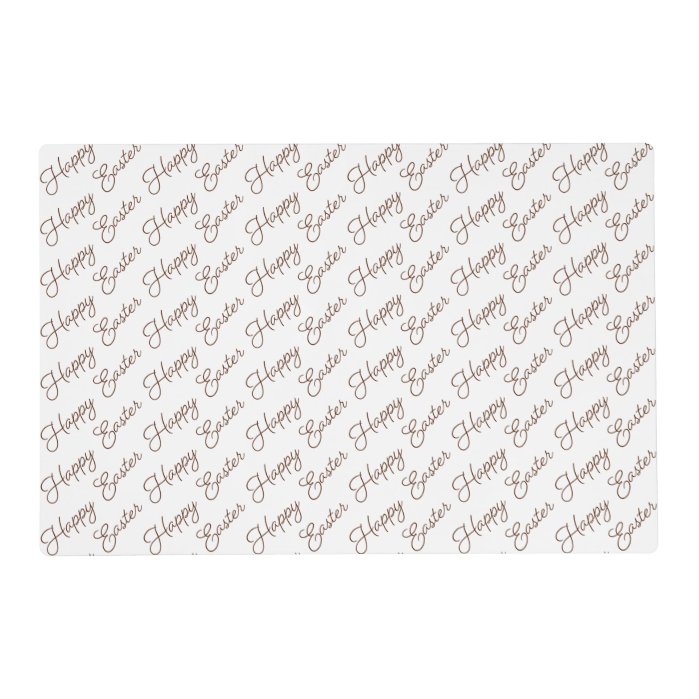 Happy Easter Script Brown on White Laminated Placemat