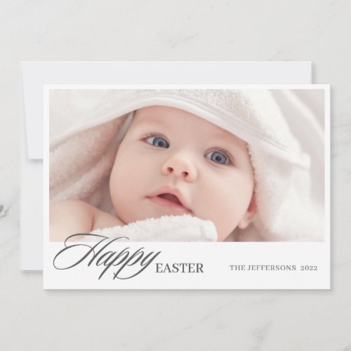 Happy Easter Script Minimal Photo Holiday Card