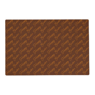 Happy Easter Script Orange on Brown Placemat
