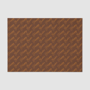 Happy Easter Script Orange on Brown Tissue Paper