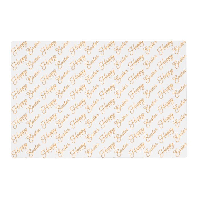 Happy Easter Script Orange on White Laminated Placemat