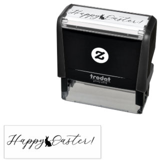 Happy Easter Script Text With Bunny Silhouette Self-inking Stamp