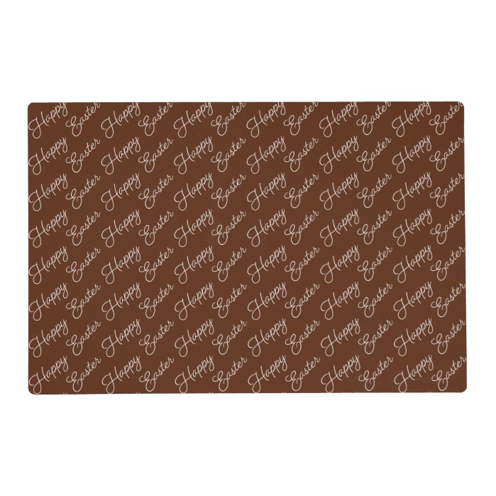 Happy Easter Script White on Brown Laminated Placemat