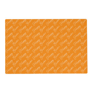 Happy Easter Script White on Orange Placemat