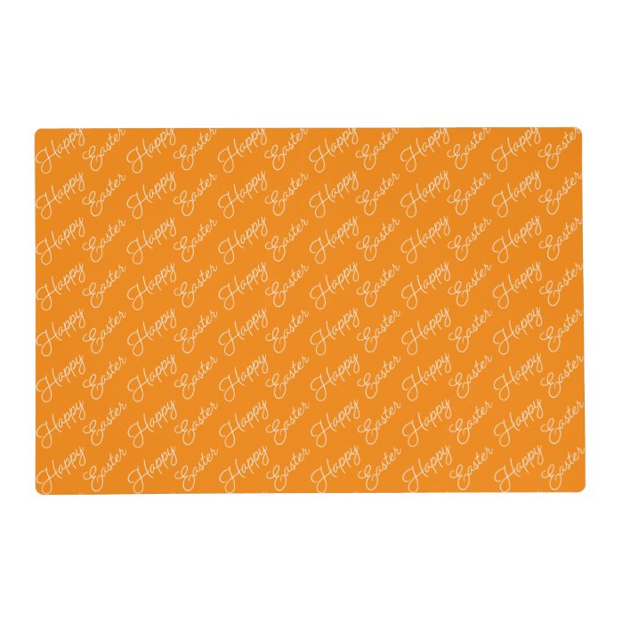 Happy Easter Script White on Orange Laminated Placemat