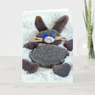 Happy Easter Sea glass Bunny Holiday Card
