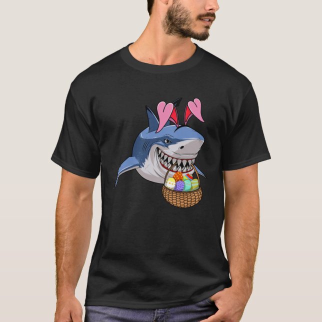 Happy Easter Shark Bunny with Easter Basket Boys G T-Shirt (Front)