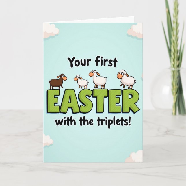 Happy Easter Sheep Family Card (Front)