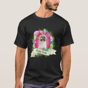 Happy Easter Shih Tzu Wearing Bunny Ear Eggs Cool T-Shirt