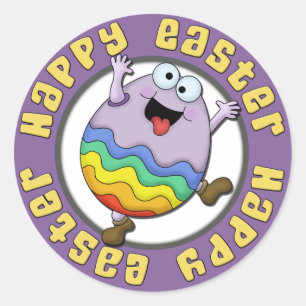 Happy Easter Silly Egg Classic Round Sticker