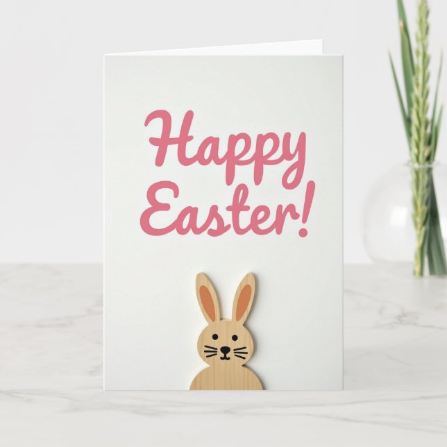 Happy Easter Simple Wood Card (Front)