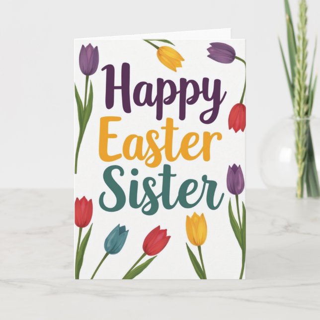 Happy Easter Sister Watercolor Card (Front)