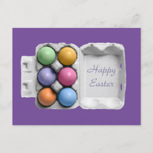 Happy Easter Six Pack Colorful Easter Eggs Postcard