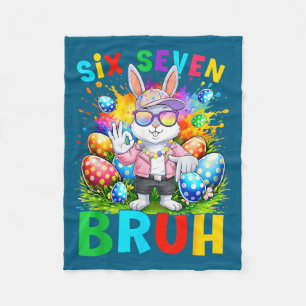 Happy Easter Six Seven Bruh Meme Bunny Rabbit Boy Fleece Blanket