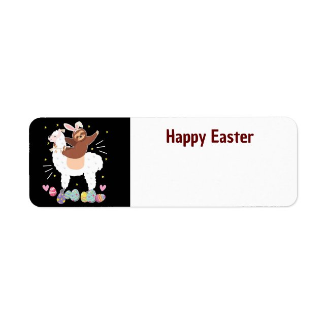 Happy Easter Sloth and llama address label (Front)