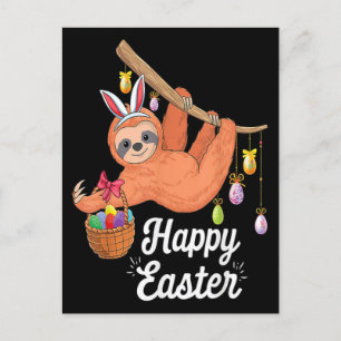 Happy Easter Sloth Flat postcard