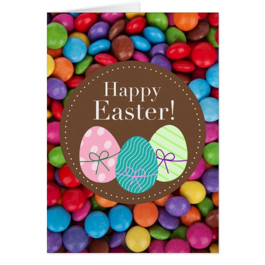 Happy Easter smarties chocolate candy rainbow card (Front)