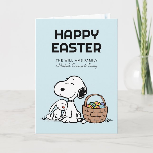 Happy Easter | Snoopy & The Easter Bunny Holiday Card (Front)