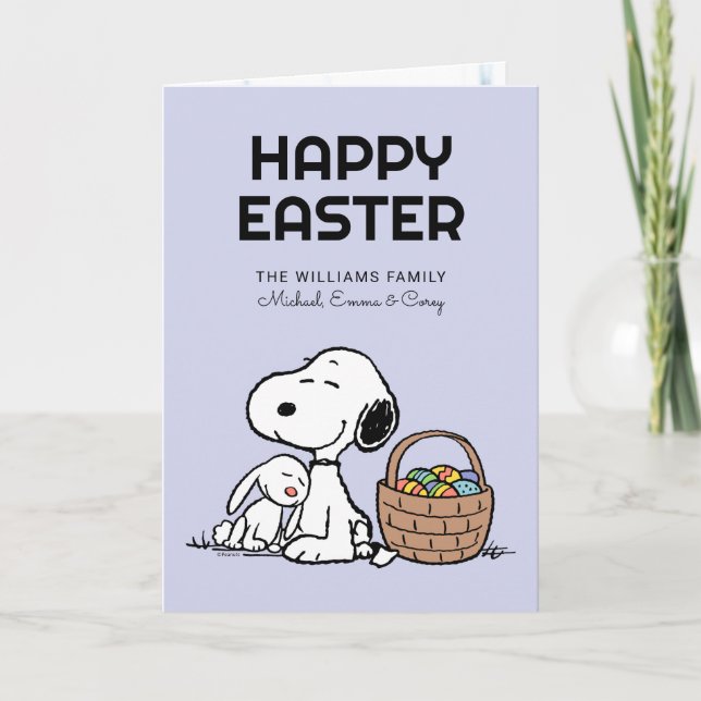 Happy Easter | Snoopy & The Easter Bunny Holiday Card (Front)