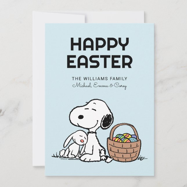 Happy Easter | Snoopy & The Easter Bunny Holiday Card (Front)