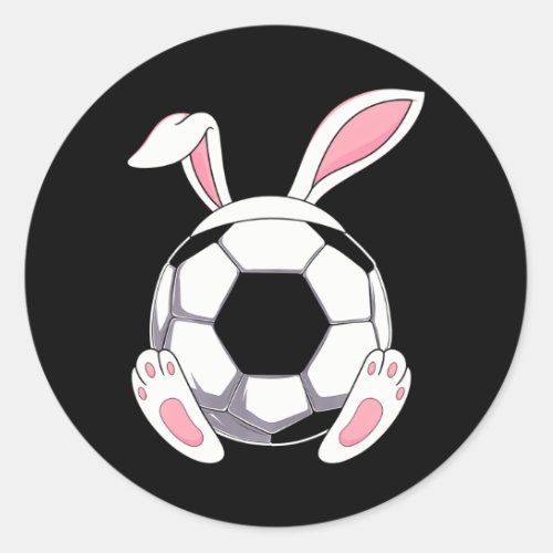 Happy Easter Soccer Bunny Ears Funny Egg Boys Classic Round Sticker