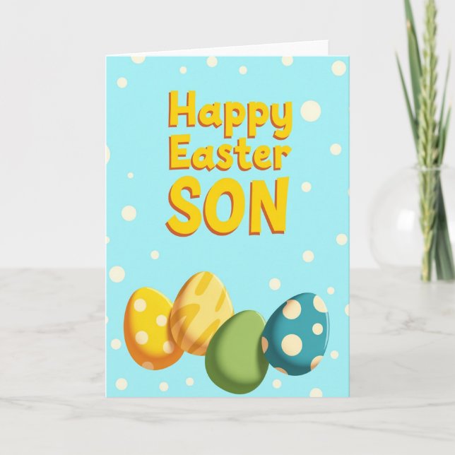 Happy Easter Son Polka Dot Card (Front)