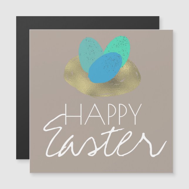 Happy Easter Speckled Easter Egg Gold Nest (Front/Back)