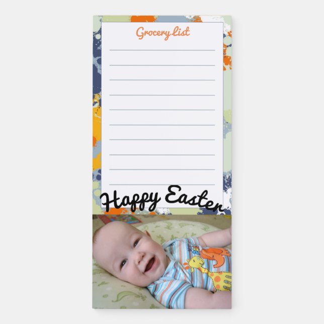 Happy Easter Spring Add a Photo Lined List Magneti Magnetic Notepad (Front)