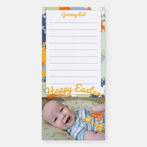 Happy Easter Spring Add a Photo Lined List Magnetic Notepad