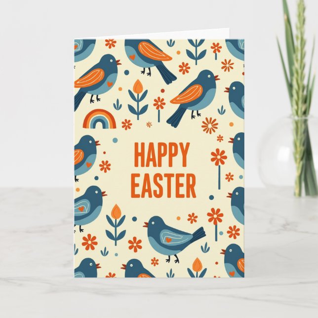 Happy Easter Spring Birds Card (Front)