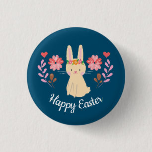 Happy Easter Spring Bunny Button