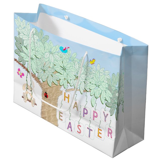 Happy Easter Spring Celebration Garden Party Large Gift Bag (Front Angled)
