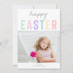 Happy Easter Spring Colors Pastel Photo Holiday Card