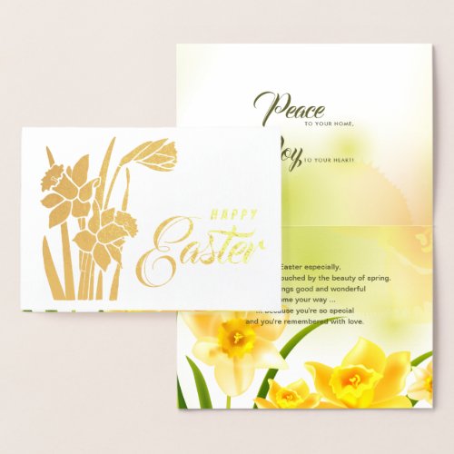 Happy Easter Spring Daffodils Foil Card