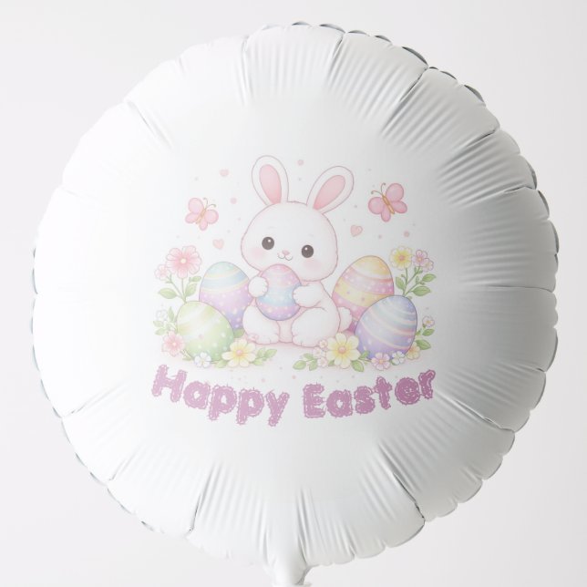 Happy Easter Spring Design - Cute Easter Bunny  Balloon (Front)