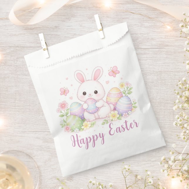 Happy Easter Spring Design - Cute Easter Bunny  Favor Bag (Clipped)